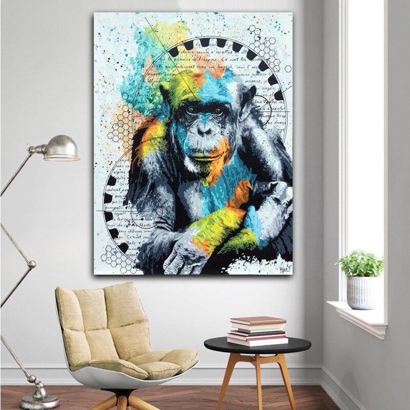 ▷ Tableau Singe Multicolore  Toile imprimée d'un primate coloré
